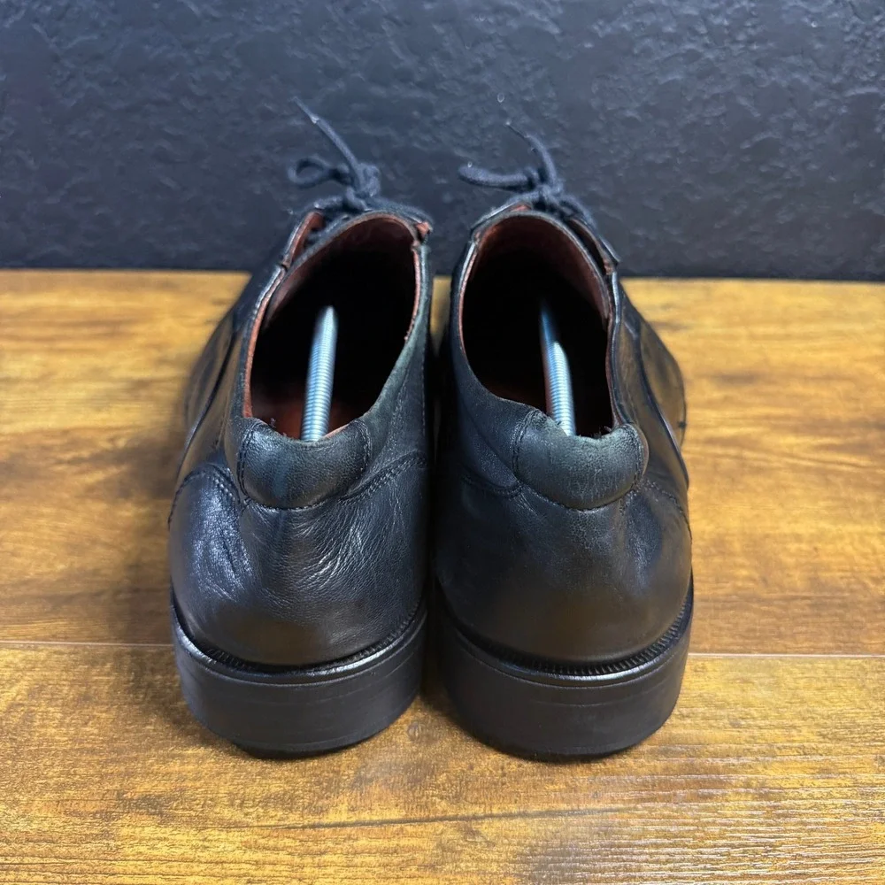 Johnston‎ & Murphy Melton Black Leather Bicycle Toe Derby Shoes Mens 12